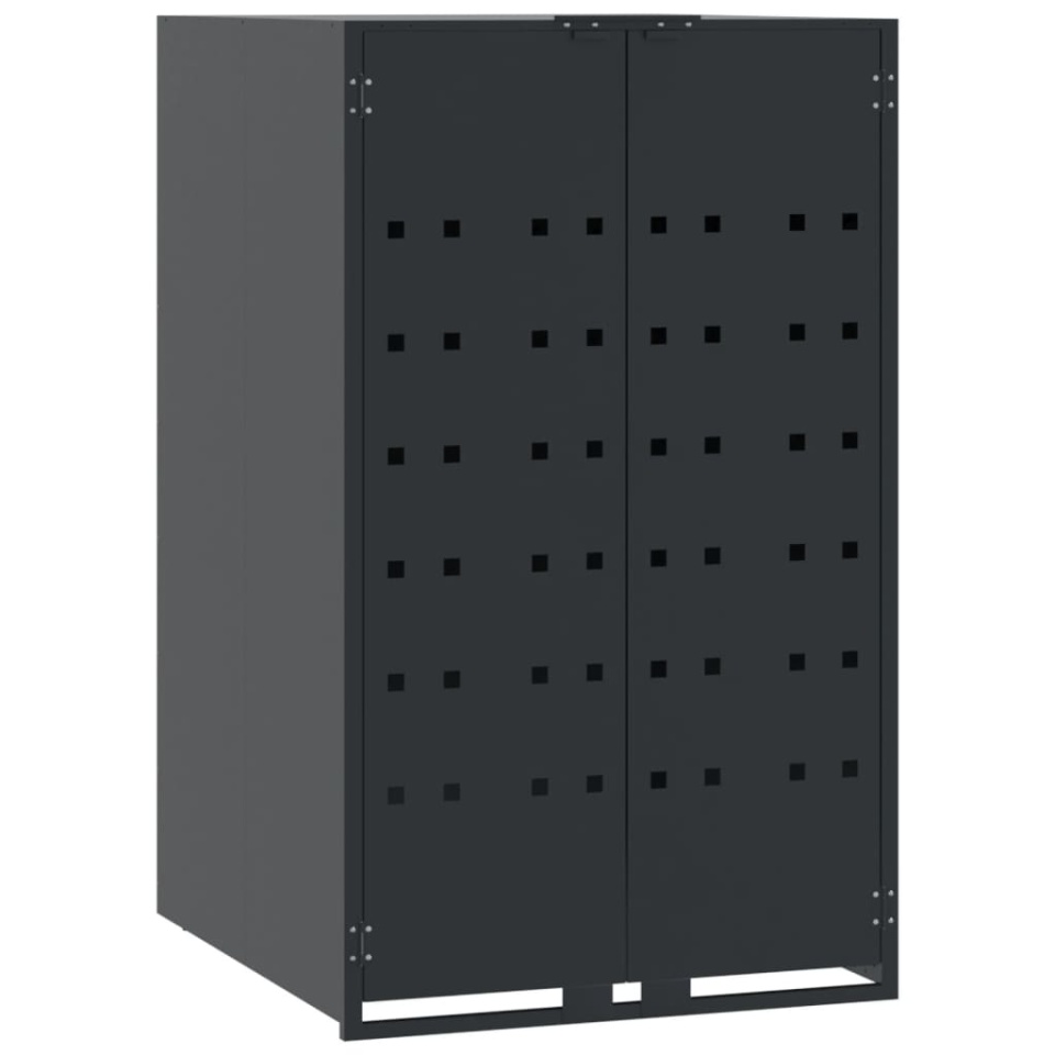 Depozitare coș gunoi roți 2 coșuri antracit 138x79x117 cm oțel - 3 | YEO