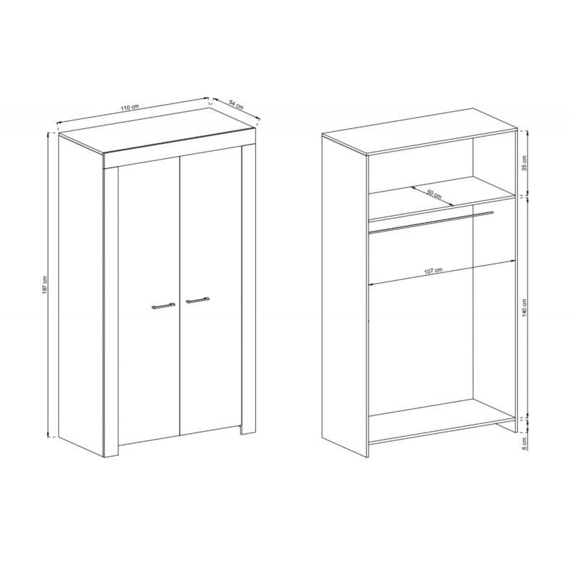 Dulap Air AI08 , stejar riviera, 110 cm, 2D - 2 | YEO