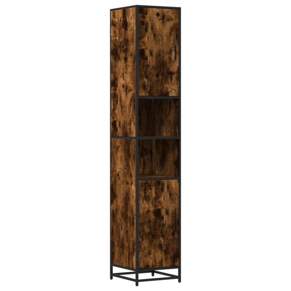Dulap baie stejar fumuriu 35x37,5x188,5 cm lemn prelucrat/metal - 1 | YEO