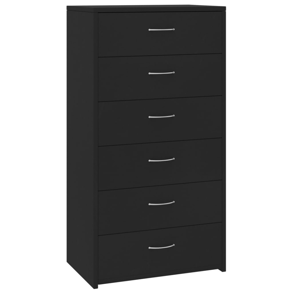 Dulap cu 6 sertare, negru, 50x34x96 cm, lemn prelucrat - 1 | YEO