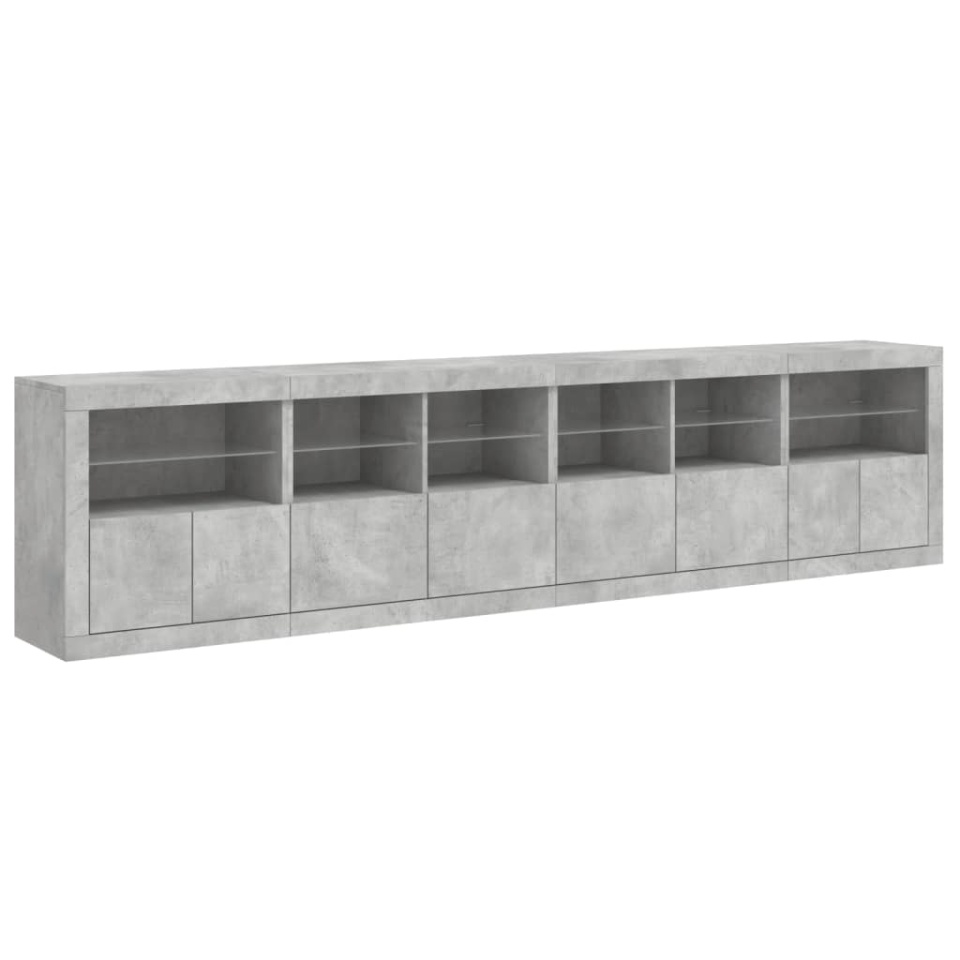 Dulap cu lumini LED, gri beton, 283x37x67 cm - 4 | YEO