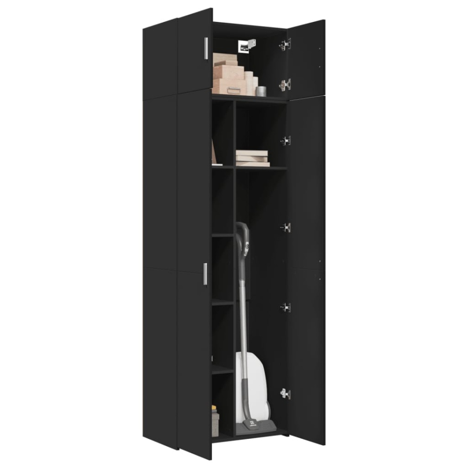 Dulap de depozitare, negru, 70x42,5x225 cm, lemn prelucrat - 2 | YEO