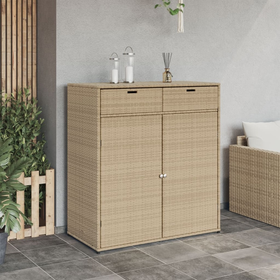 Dulap depozitare de grădină, bej, 105x55x113 cm, poliratan - 2 | YEO