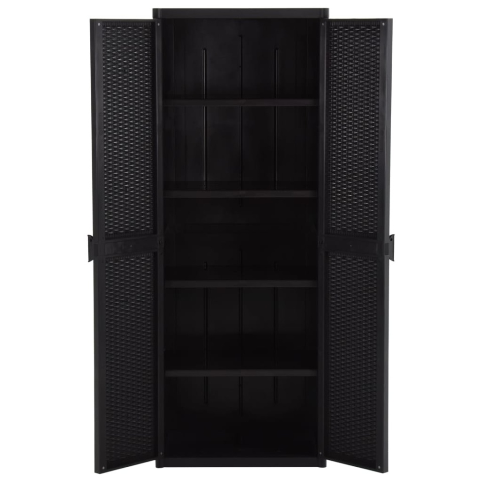 Dulap depozitare de grădină, negru, 65x45x172 cm, PP ratan - 3 | YEO