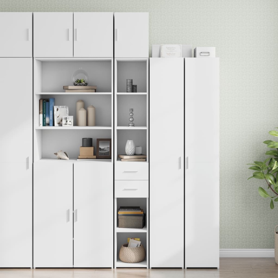 Dulap depozitare slim alb 30x42,5x225 cm lemn prelucrat