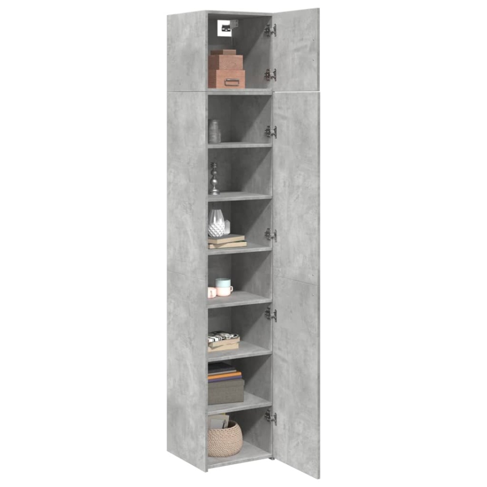 Dulap depozitare slim gri beton 40x42,5x225 cm lemn prelucrat - 2 | YEO