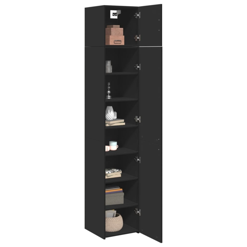Dulap depozitare slim negru 40x42,5x225 cm lemn prelucrat - 2 | YEO