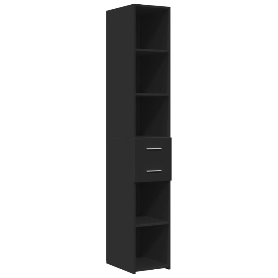 Dulap înalt, negru, 30x42,5x185 cm, lemn prelucrat - 1 | YEO