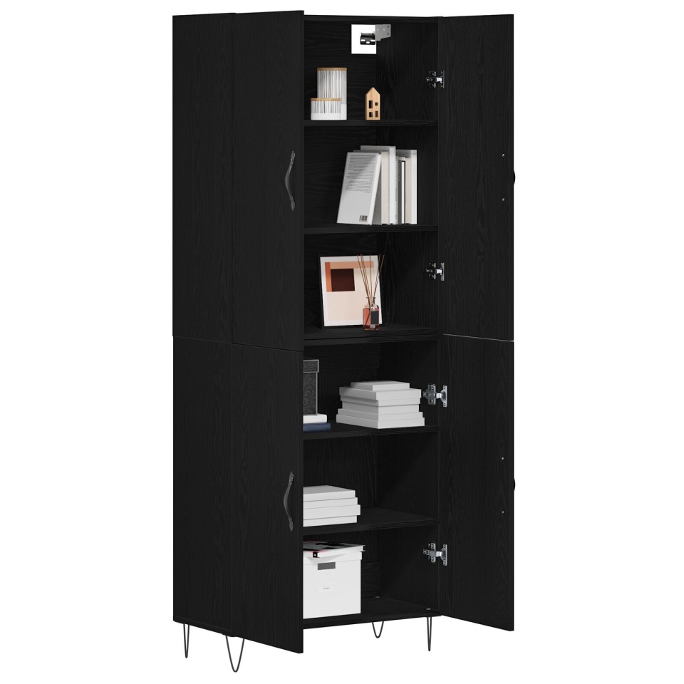 Dulap înalt, stejar negru, 69,5x34x180 cm, lemn prelucrat - 2 | YEO
