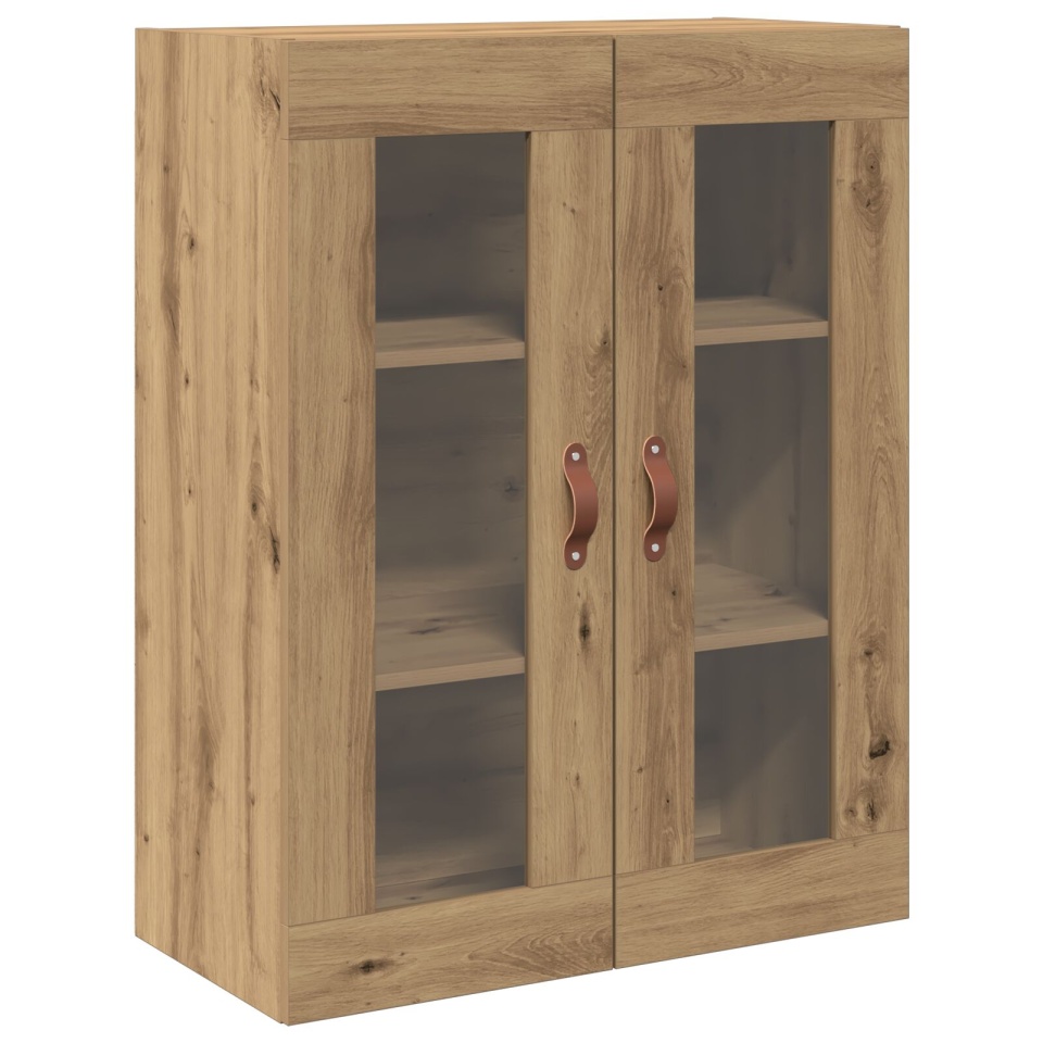 Dulap montat pe perete cu uși din sticlă Stejar Artisan 69,5x34x90 cm - 1 | YEO