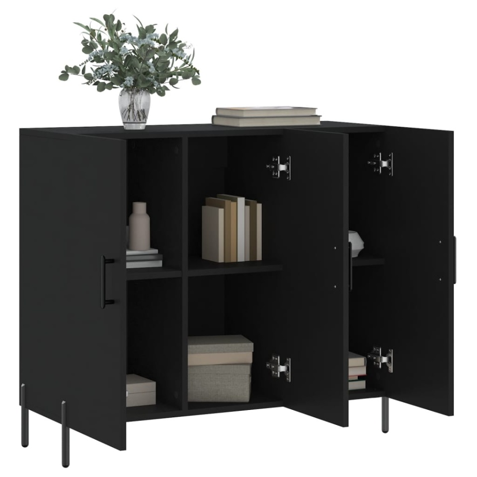 Dulap, negru, 90x34x80 cm, lemn compozit - 3 | YEO