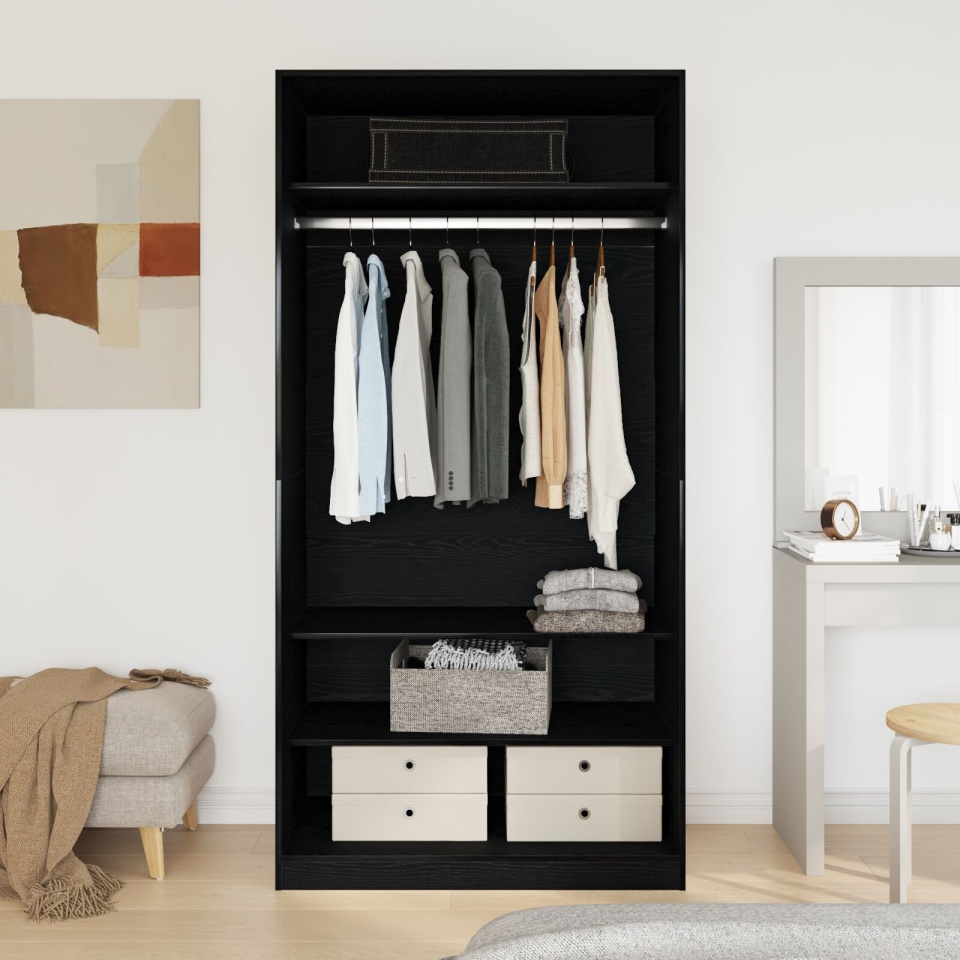 Dulap negru, din stejar, 100x50x200 cm, din lemn prelucrat - 2 | YEO