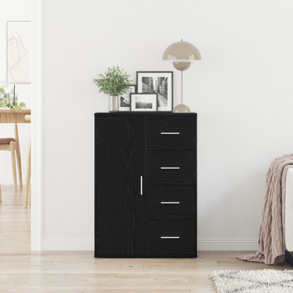 Dulap Negru din Stejar 60x31x84 cm Lemn Prelucrat - 3 | YEO