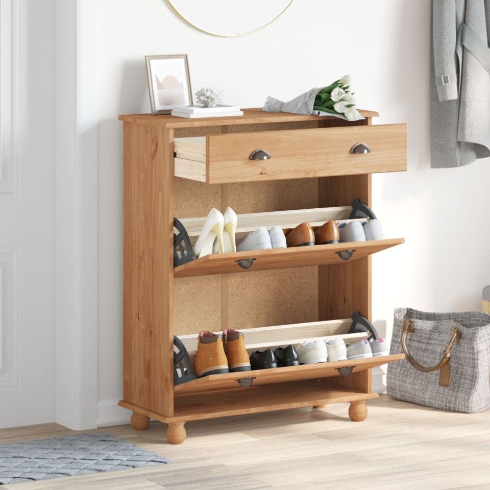 Dulap pentru pantofi ASKIM 85x35x108 cm din lemn masiv de pin - 3 | YEO
