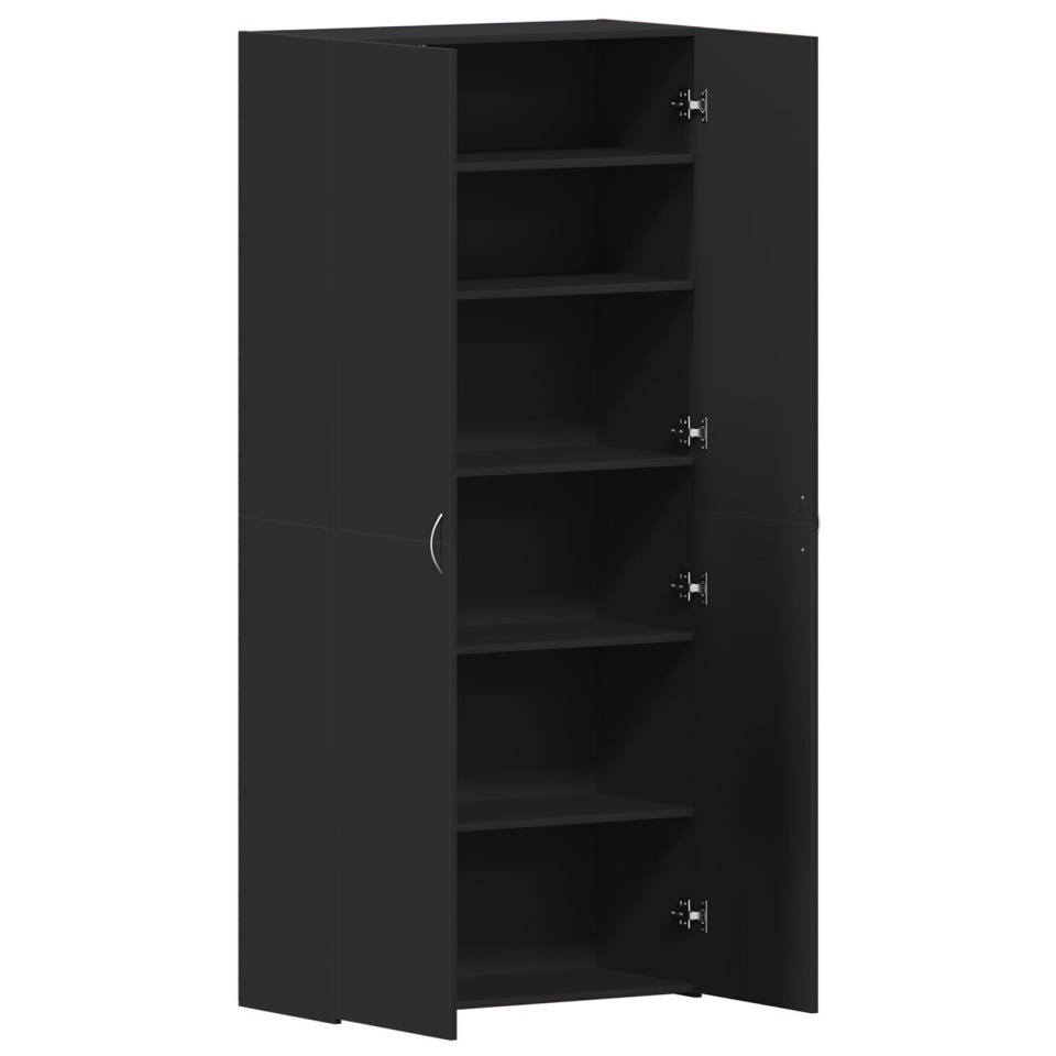 Dulap pentru pantofi Negru 80x35,5x180 cm Lemn prelucrat - 3 | YEO