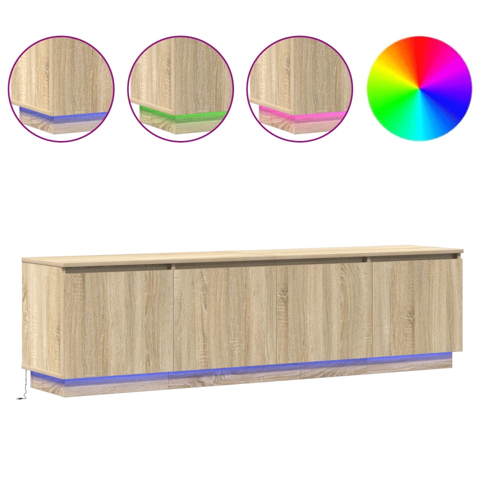 dulap TV cu LED Stejar Sonoma 180x38x49 cm Lemn prelucrat - 3 | YEO