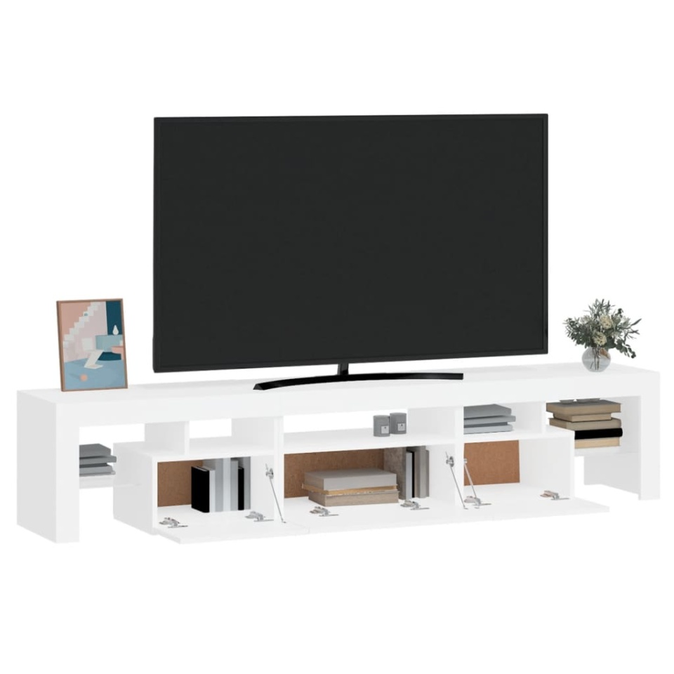 Dulap TV cu lumini LED alb 200x36,5x40 cm - 4 | YEO