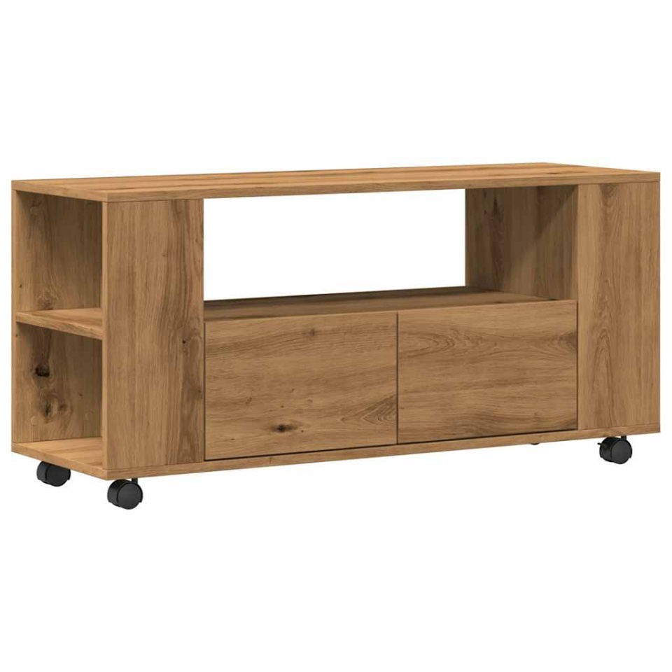 Dulap TV cu roți stejar artizanal 102x34,5x43 cm lemn prelucrat - 1 | YEO