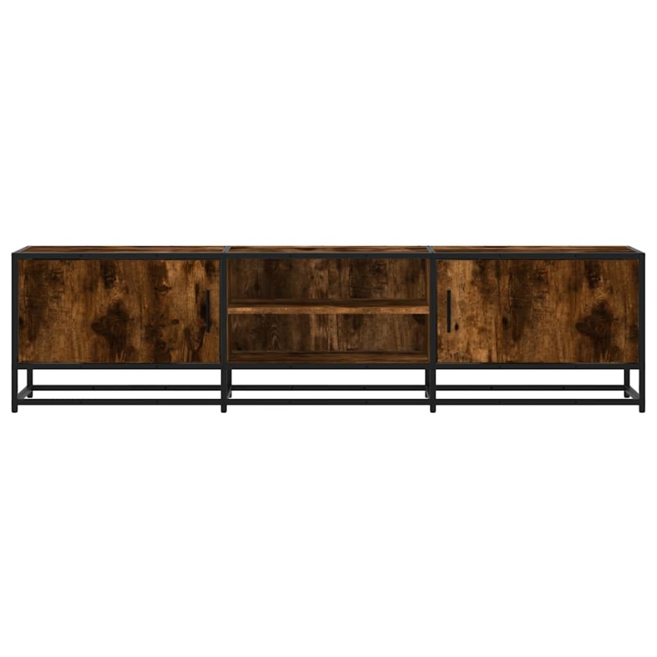 Dulap TV stejar fumuriu, 160x35x41 cm lemn prelucrat și metal - 3 | YEO