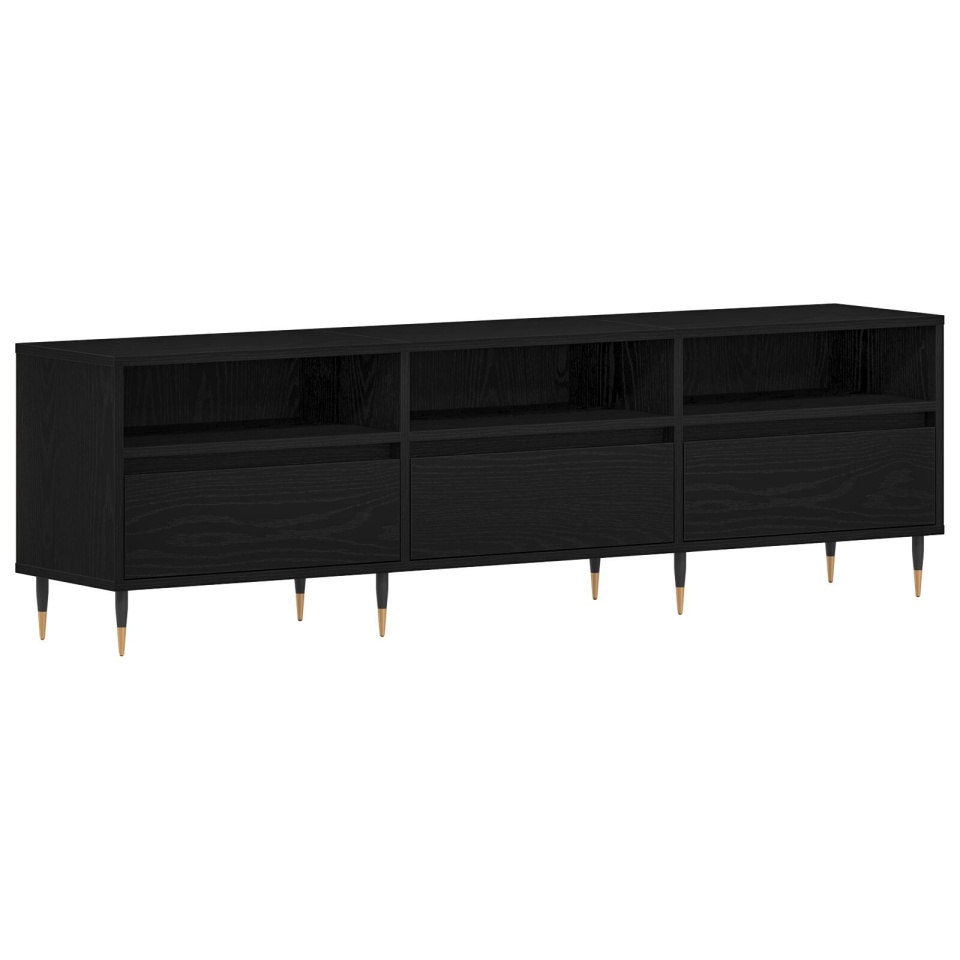 Dulap TV, stejar negru, 150x30x44,5 cm, lemn prelucrat - 1 | YEO