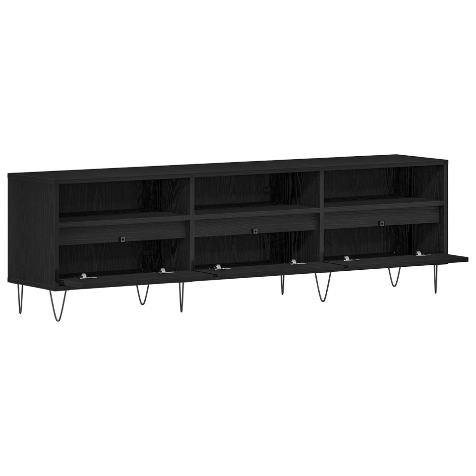 Dulap TV, stejar negru, 150x30x44,5 cm, lemn prelucrat - 3 | YEO