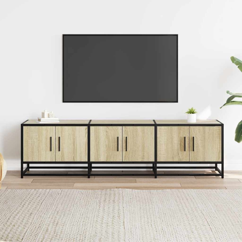 Dulap TV, stejar sonoma, 150x35x41 cm, lemn prelucrat și metal - 2 | YEO