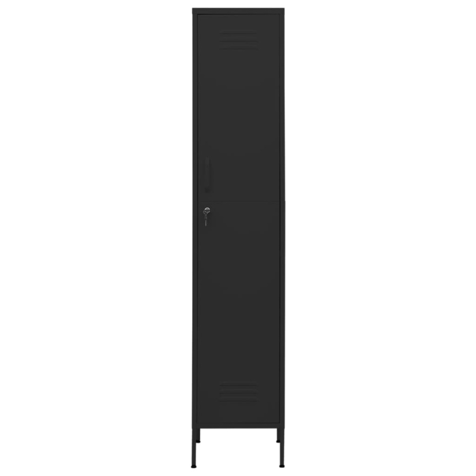 Dulap vestiar, negru, 35x46x180 cm, oțel - 2 | YEO