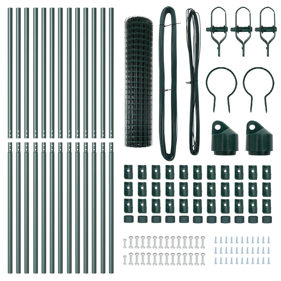 Euro Fence cu 13 stâlpi 1.2x25 m Oțel galvanizat Verde - 3 | YEO