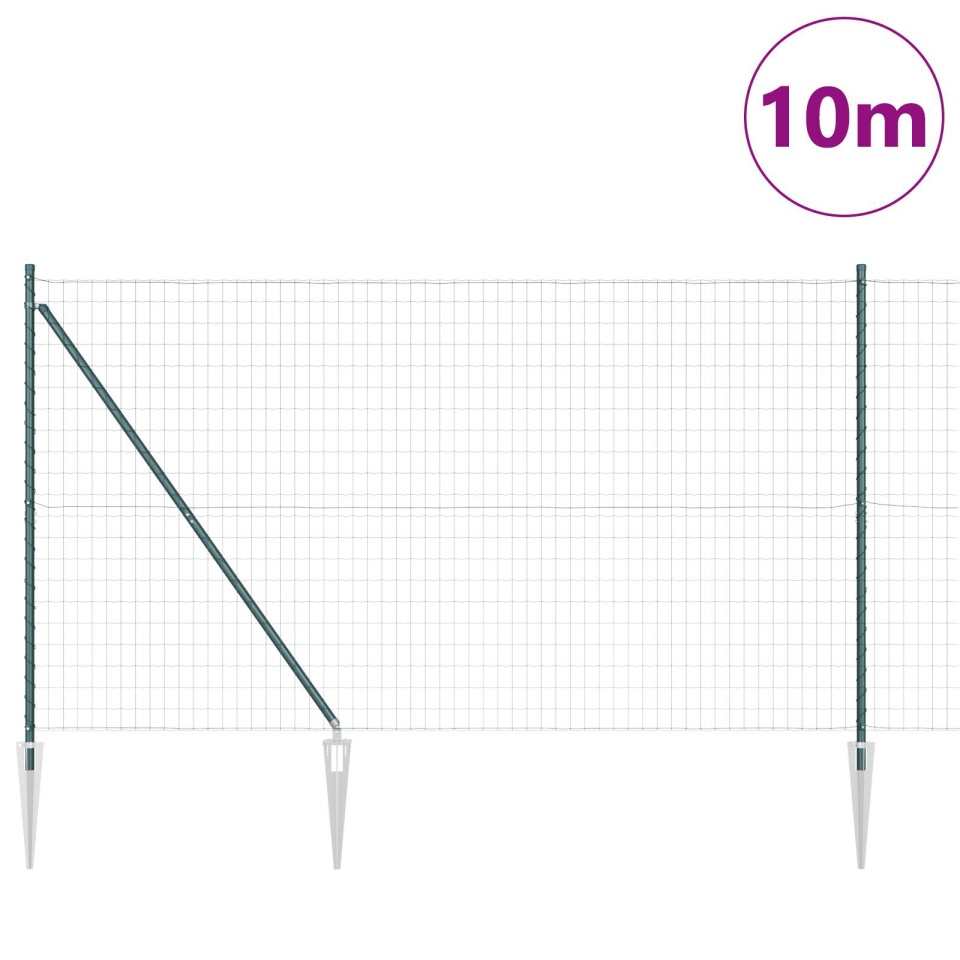 Euro Fence cu 7 Posturi Spike 1.5x10 m Oțel Galvanizat Verde - 2 | YEO