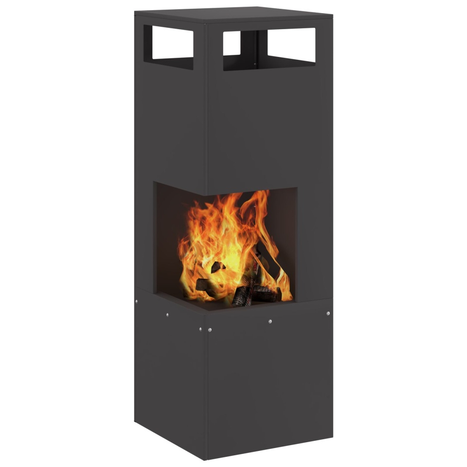 Focar Pătrat Negru 35x35x100 cm Oțel - 2 | YEO