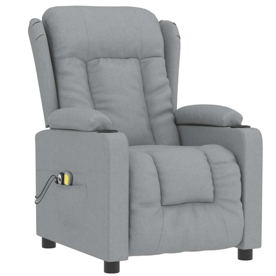 Fotoliu de masaj electric rabatabil, gri deschis, textil - 2 | YEO