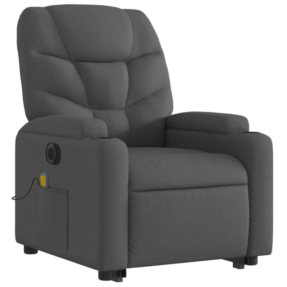 Fotoliu electric masaj rabatabil cu ridicare, gri închis textil - 3 | YEO