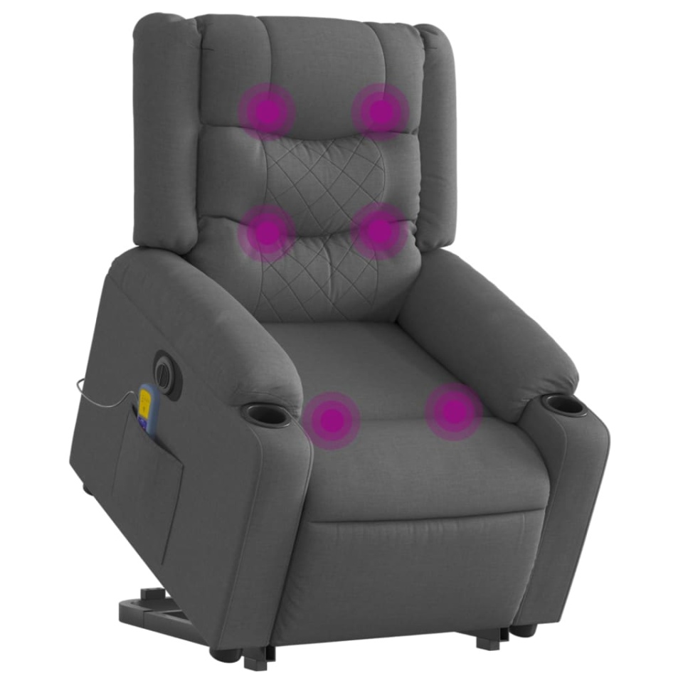 Fotoliu electric masaj rabatabil cu ridicare, gri închis textil - 2 | YEO