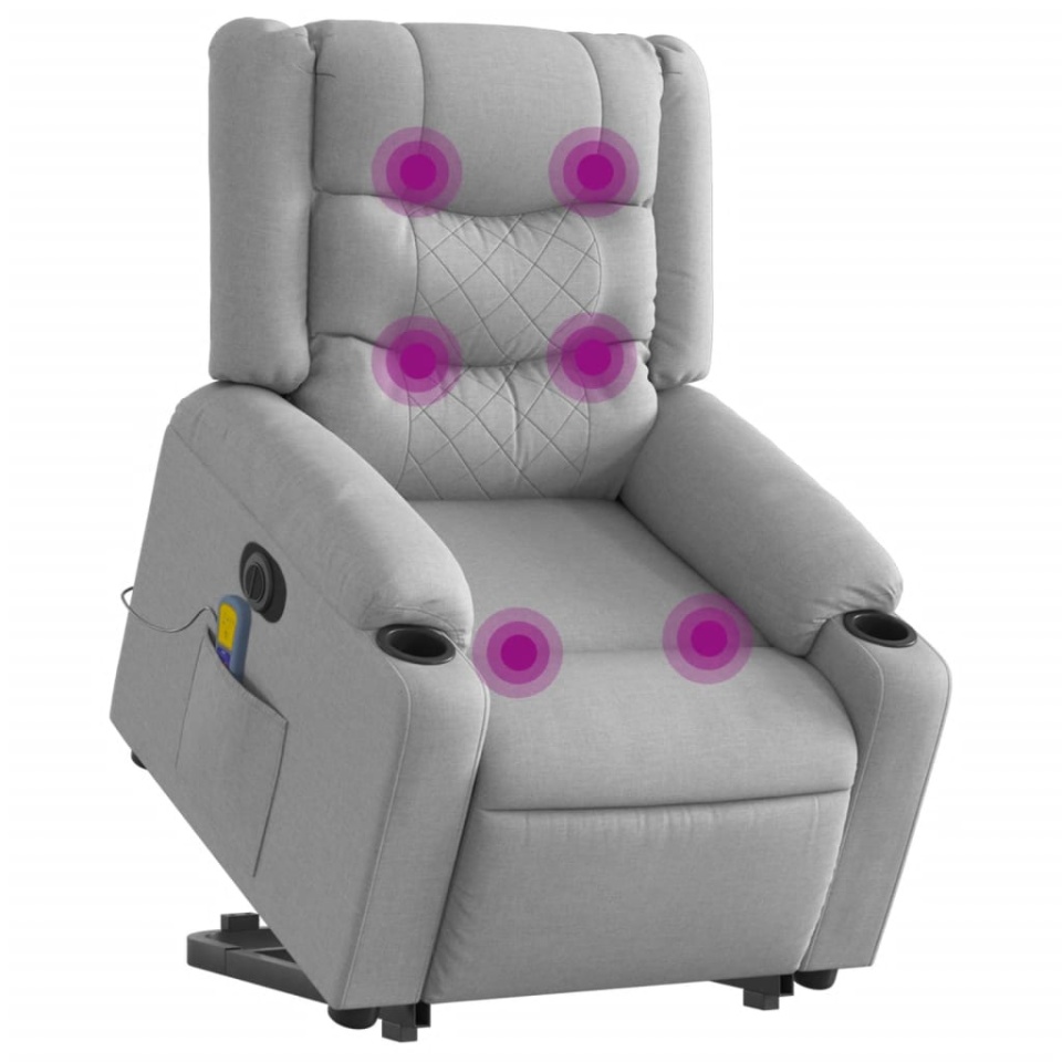 Fotoliu electric masaj rabatabil cu ridicare, gri închis textil - 2 | YEO