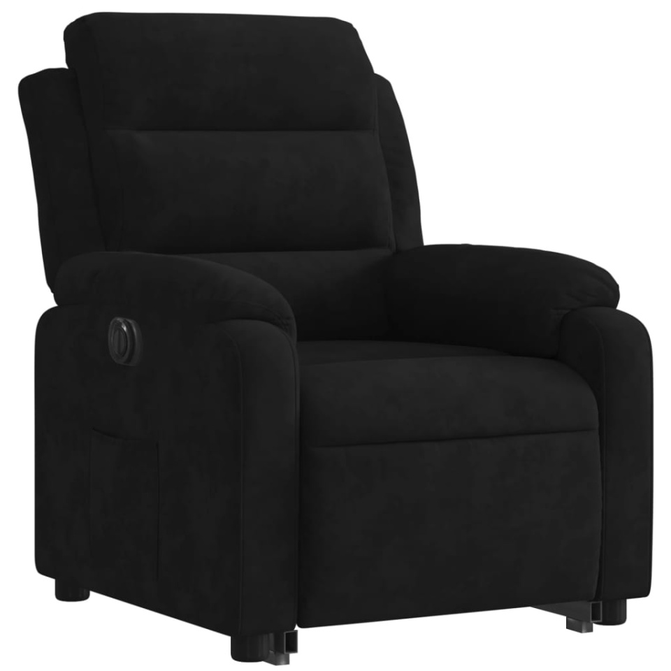 Fotoliu electric rabatabil cu ridicare, negru, catifea - 3 | YEO