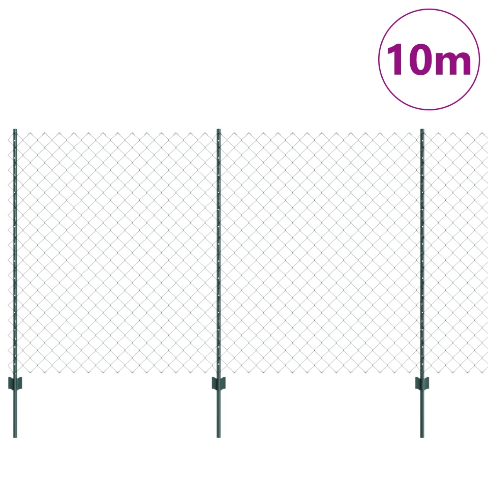 Gard cu Lant cu 10 U Posturi Verde 1.4x10 m Oțel - 2 | YEO