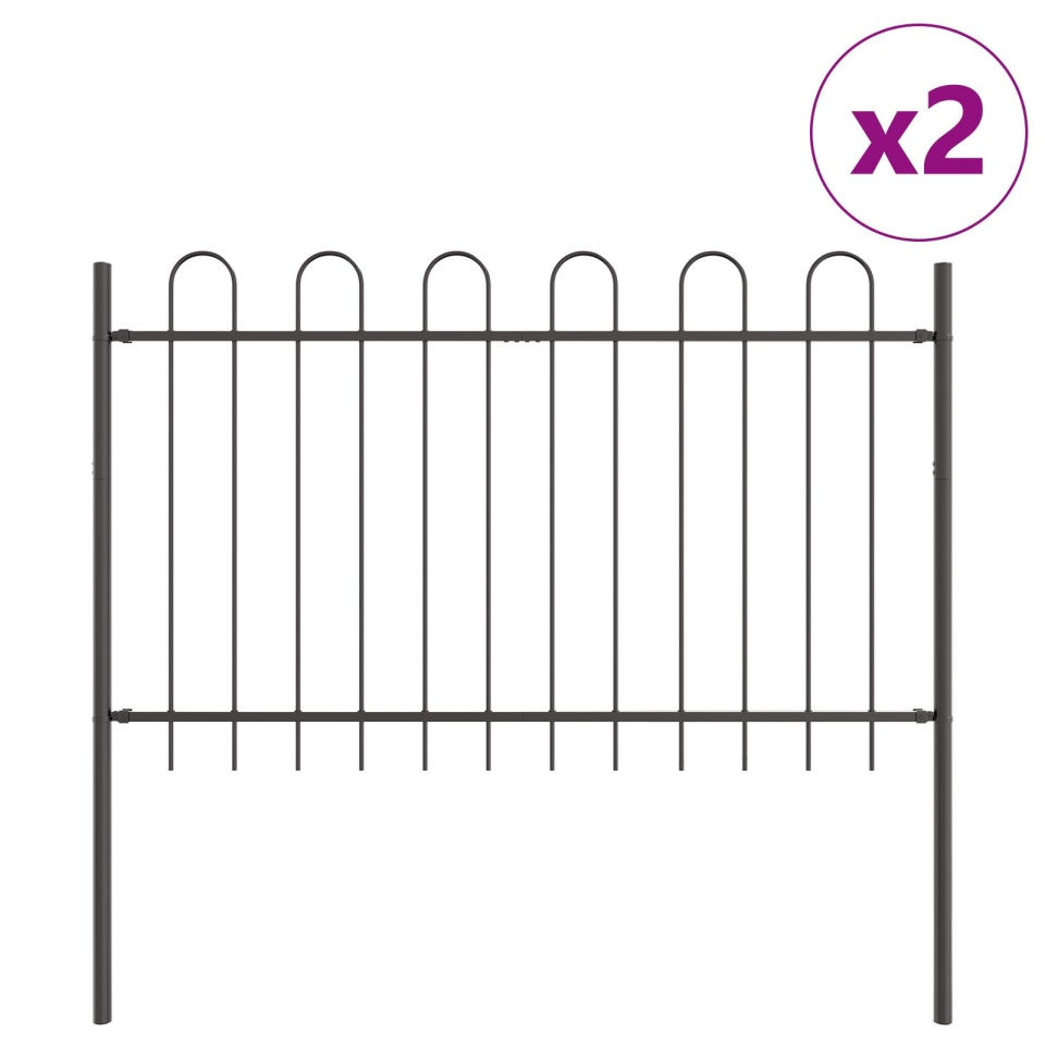 Gard cu vârf de arc Gri 3,4x1,2 m Oțel - 1 | YEO