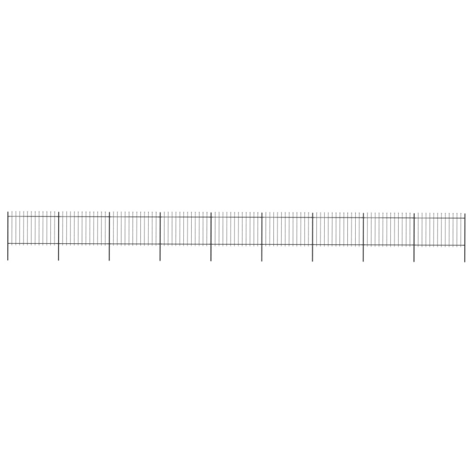 Gard de grădină cu vârf suliță, negru, 15,3 m, oțel
