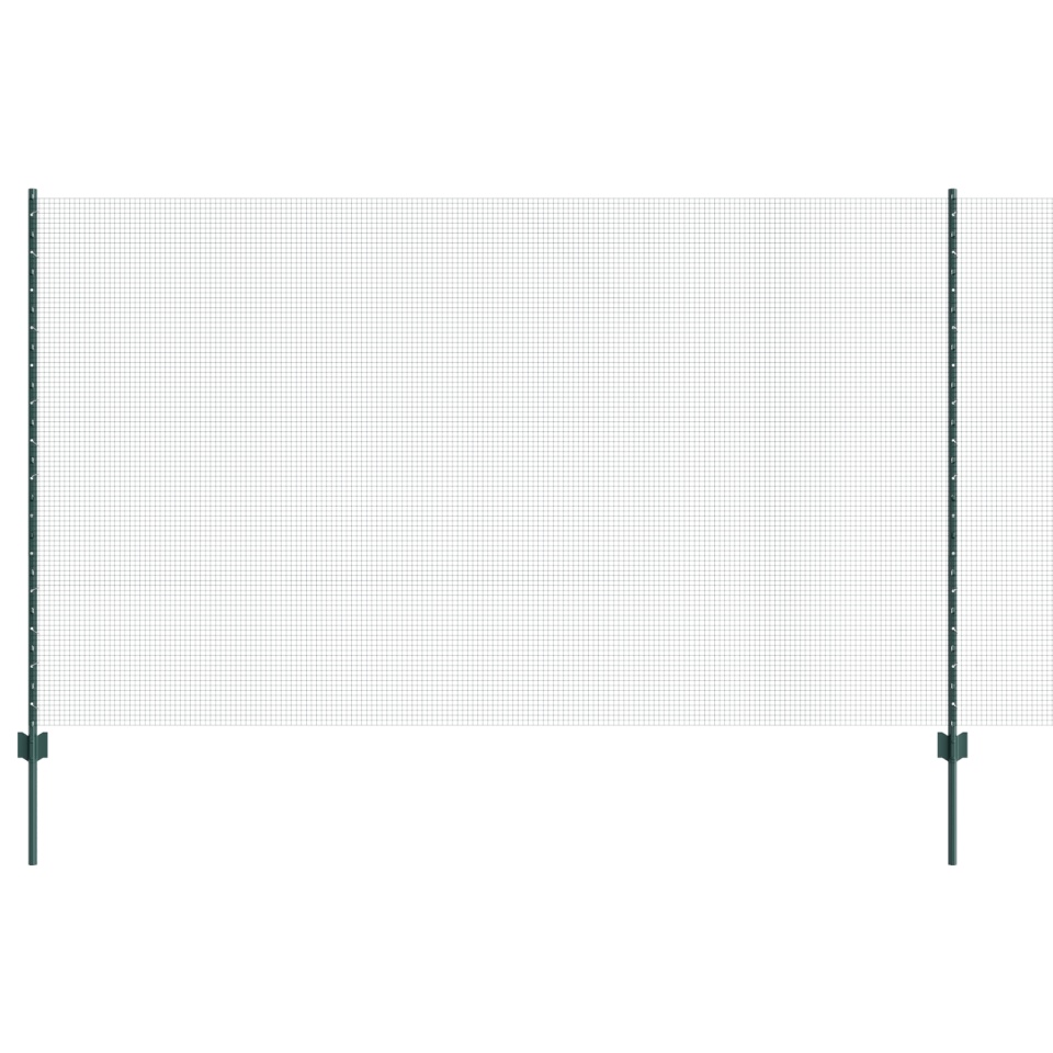 Gard din sârmă sudată cu 11 stâlpi U Verde 1.4x25 m Oțel - 1 | YEO