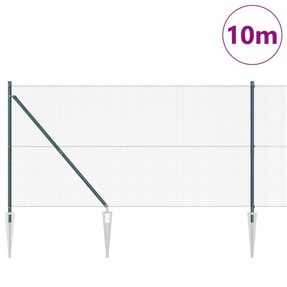 Gard din sârmă sudată cu 7 posturi cu vârf Verde 1.4x10 m Oțel - 2 | YEO