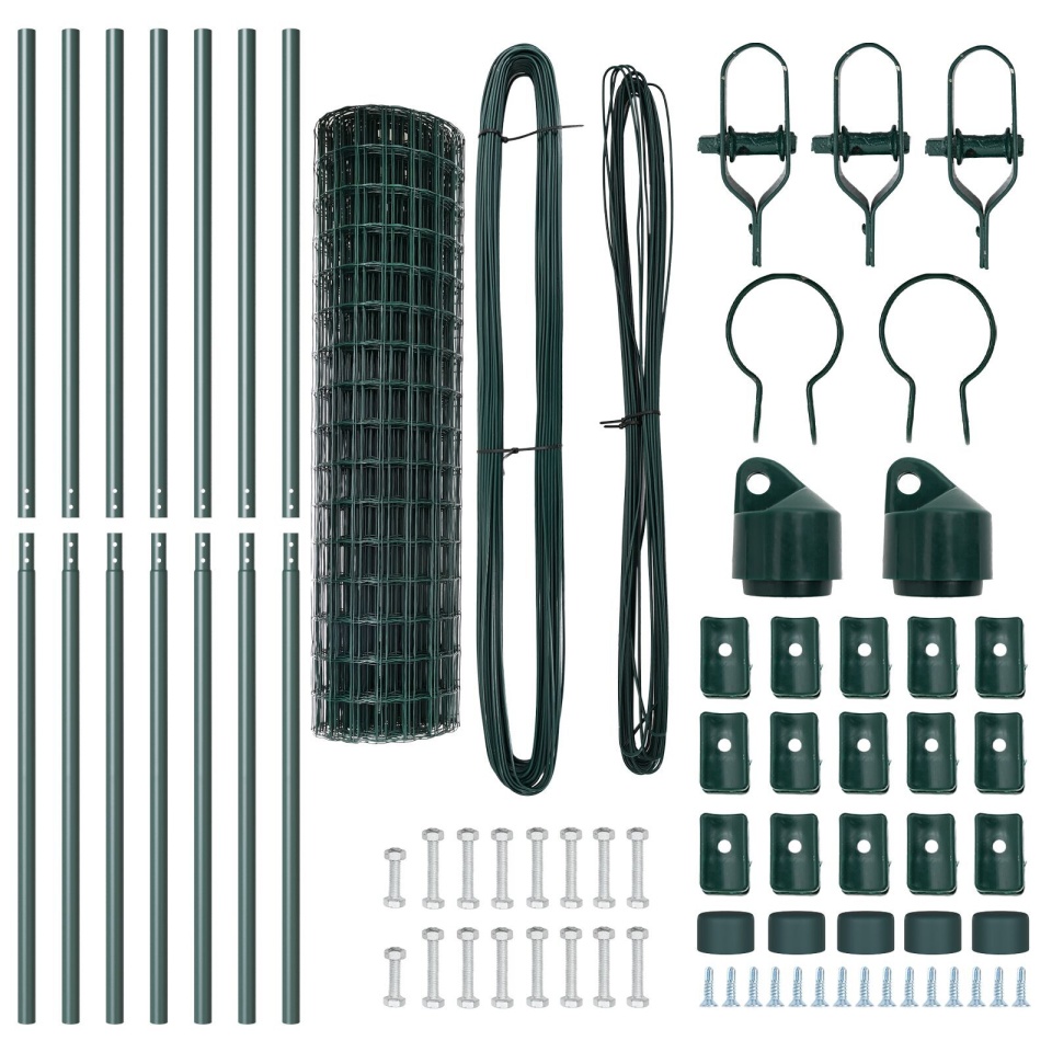 Gard Euro cu 7 Stâlpi 1.4x10 m Oțel Galvanizat Verde - 3 | YEO