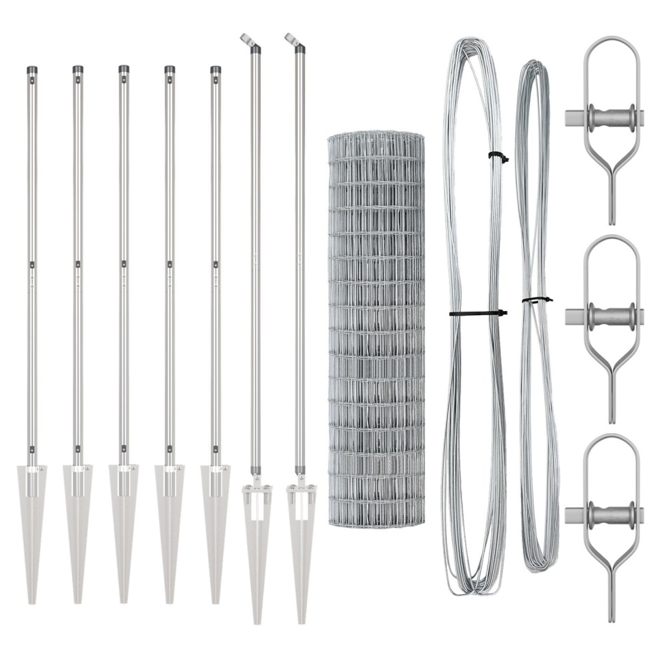 Gard Euro cu 7 stâlpi cu vârfuri 1.2x10 m Oțel galvanizat - 1 | YEO