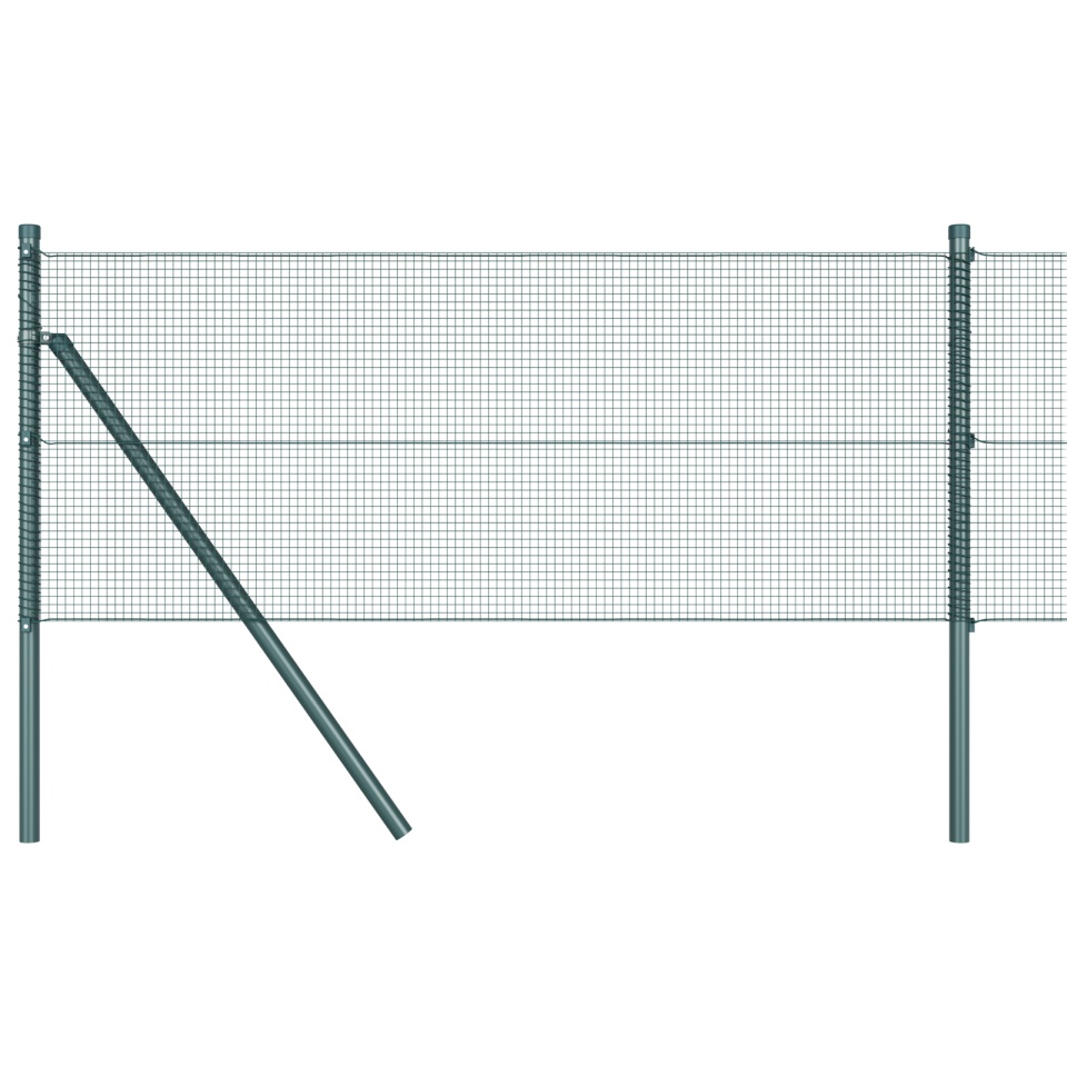 Împrejmuire cu Fiare Sudate cu 13 Stâlpi Verde 0.8x25 m Oțel - 1 | YEO