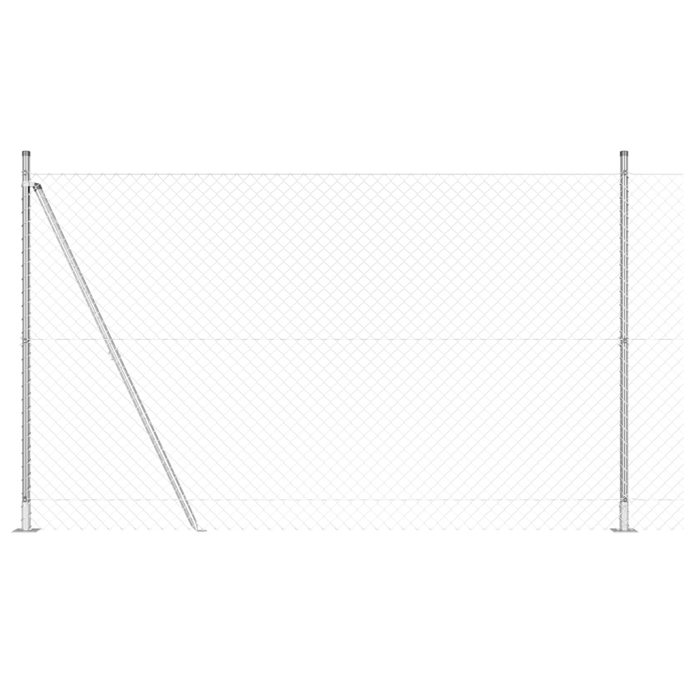 Împrejmuire cu lanț cu 7 stâlpi flanșați 1,5x10 m Oțel galvanizat - 1 | YEO