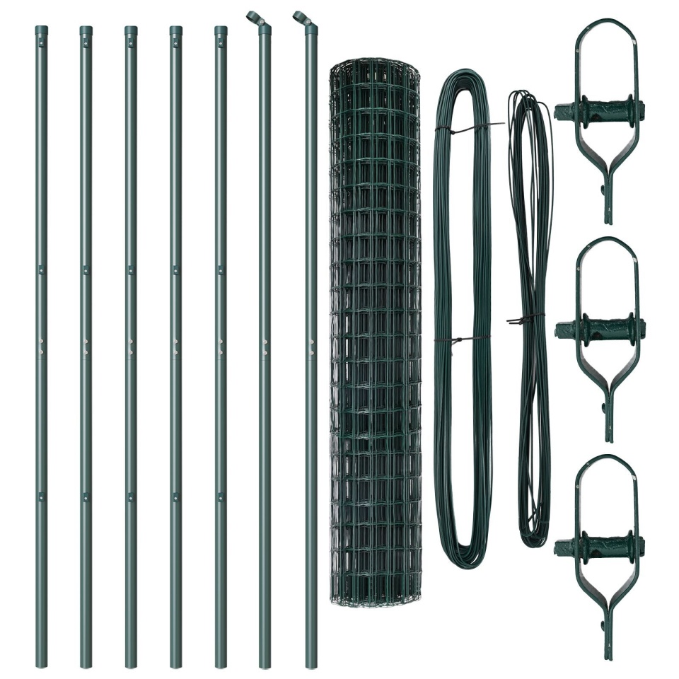 Împrejmuirea Euro cu 7 stâlpi 1.5x10 m din oțel galvanizat verde - 1 | YEO