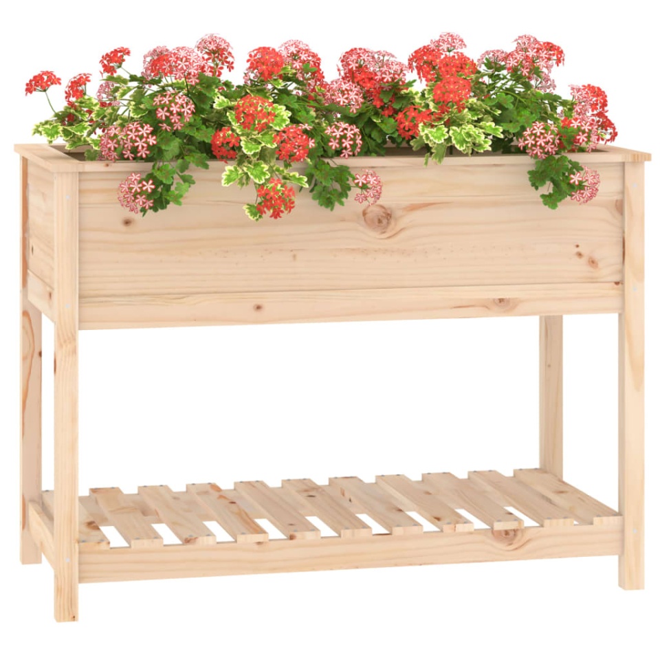 Jardinieră cu raft, 111,5x54x81 cm, lemn masiv de pin - 3 | YEO