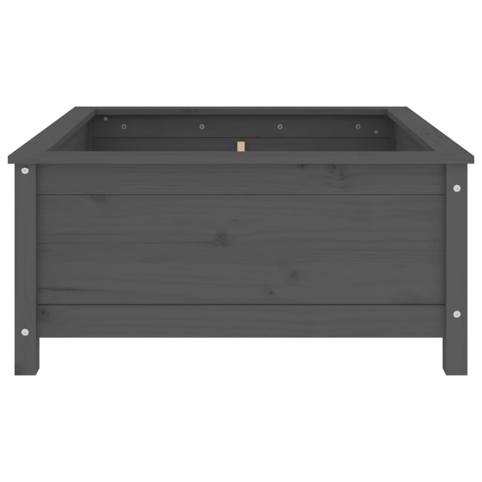 Jardinieră de grădină, gri, 82,5x82,5x39 cm, lemn masiv pin - 3 | YEO