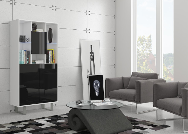 King 05 Biblioteca A White/Black High Gloss