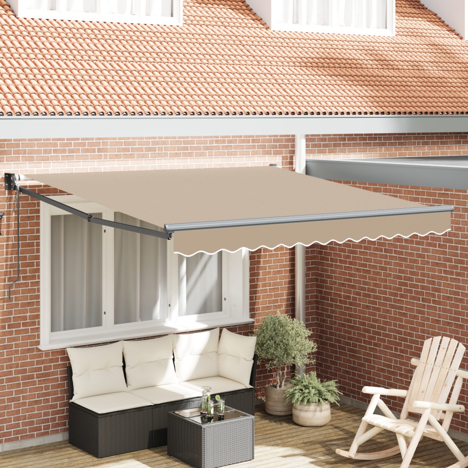 Marchiză Automată Retractabilă Bej 300x250 cm, Material de Înlocuire pentru Marchiză 3x2.5 m Bej