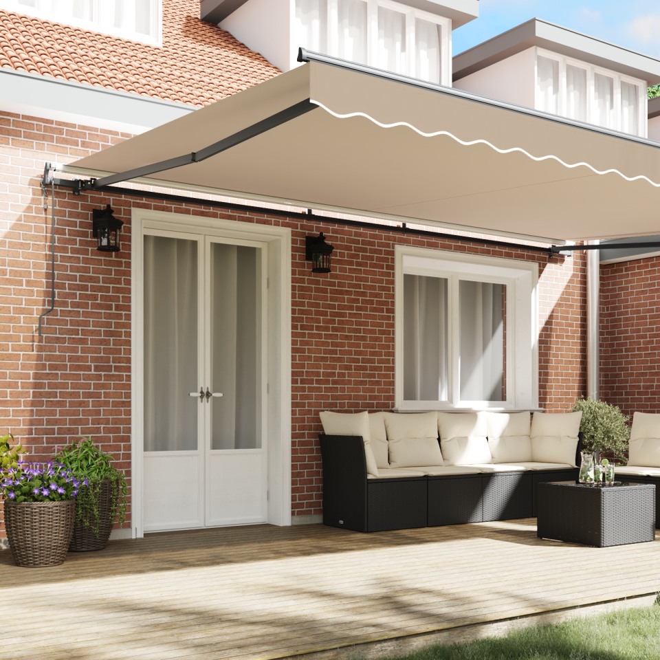 marchiză automată retractabilă bej 500x300 cm, țesătură de înlocuire pentru cadrul de 5x3 m bej - 2 | YEO